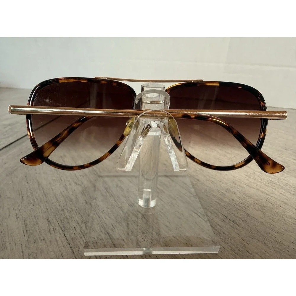 Quay All In Mini Aviator Sunglasses Tortoise Gold Frame Brown Gradient Lenses